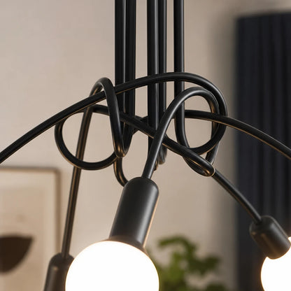 Modernist Chandelier Penta 5, 5x E27, Black, Modern Design - 04_LC366-5BK.png