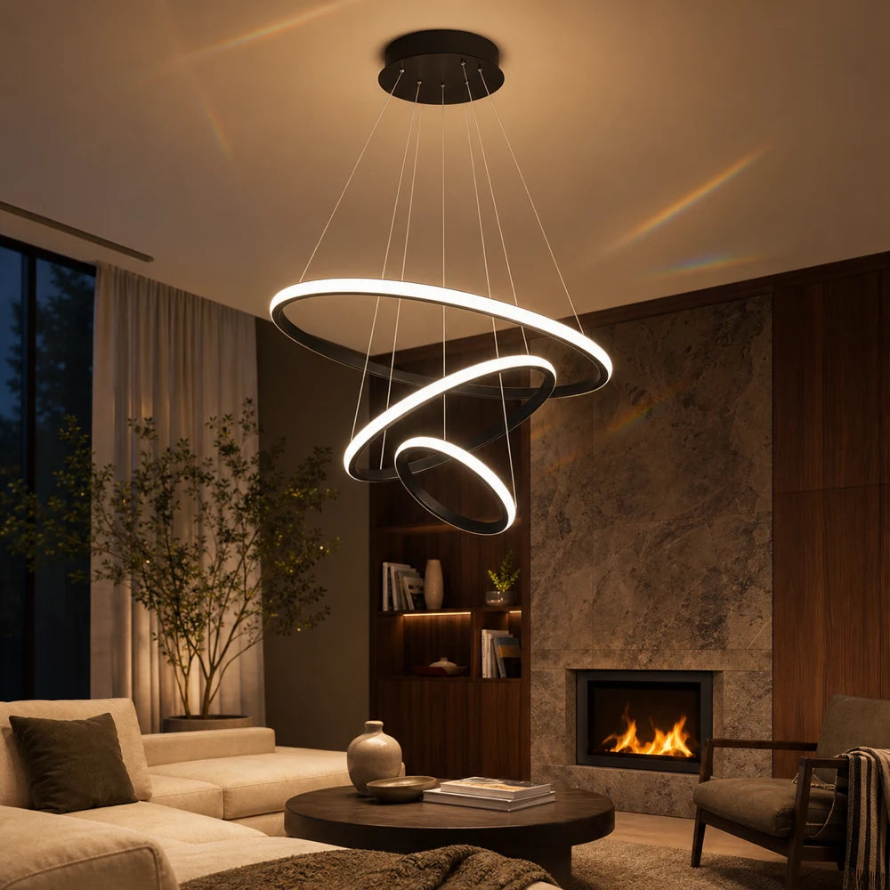 LED hanging chandelier RICCI 81W, 3 Circles, Cold/Warm/Neutral light, Black, Adjustable height - 05_LL104-3BK.png