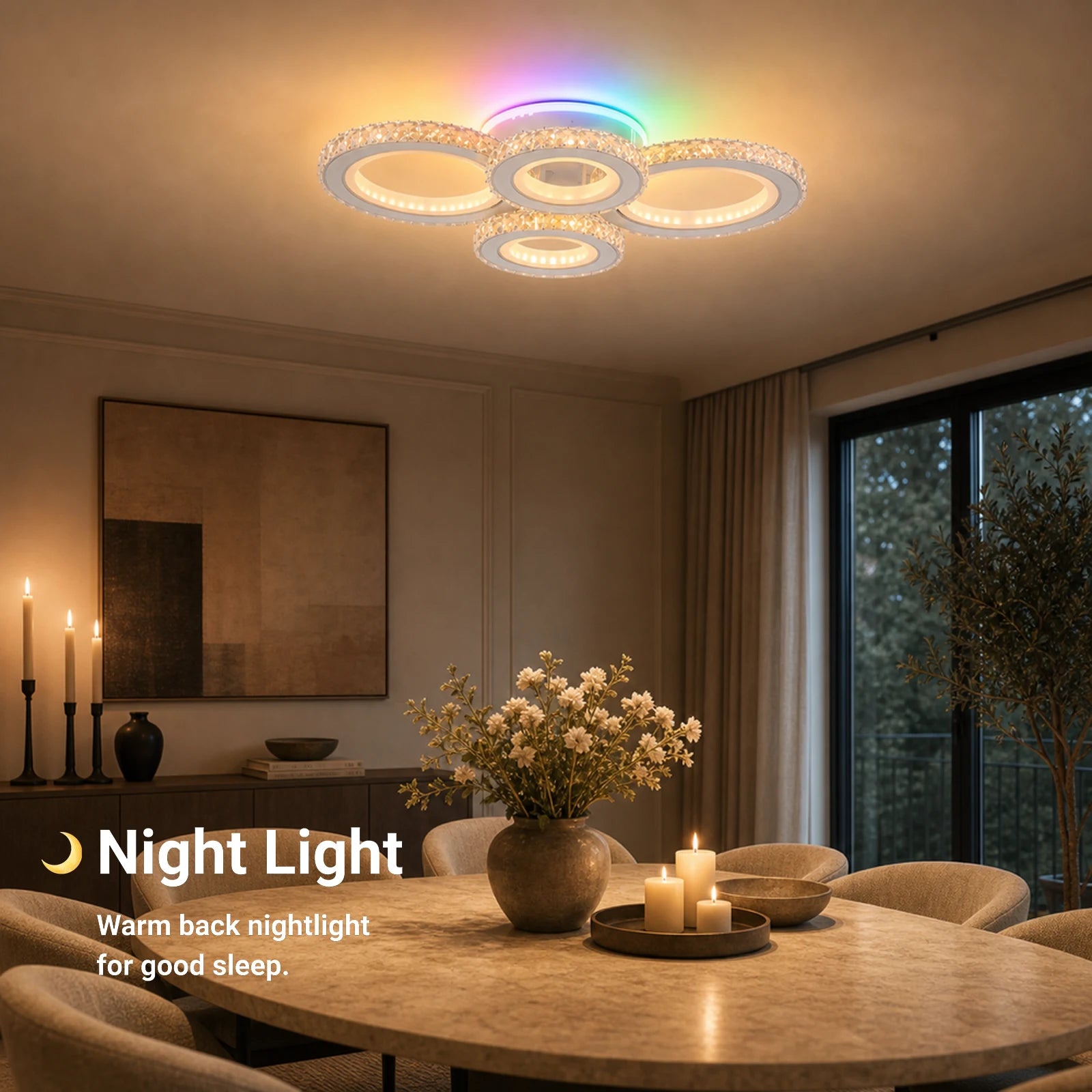 LED chandelier with remote control and crystal NOVA ROTONDA RGB 82W, 4 Circles, Cold/Warm/Neutral light, Dimmable, White - 05_LT073-4WH.png