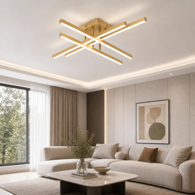 LED Chandelier with Remote Control LINEX, 53W, Light 3000K/4000K/6000K, Dimmable, Gold