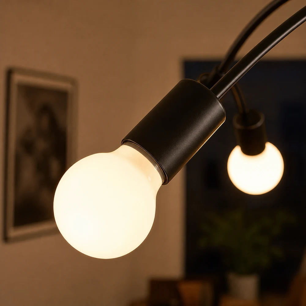 Modernist Chandelier Penta 5, 5x E27, Black, Modern Design - 06_LC366-5BK.png