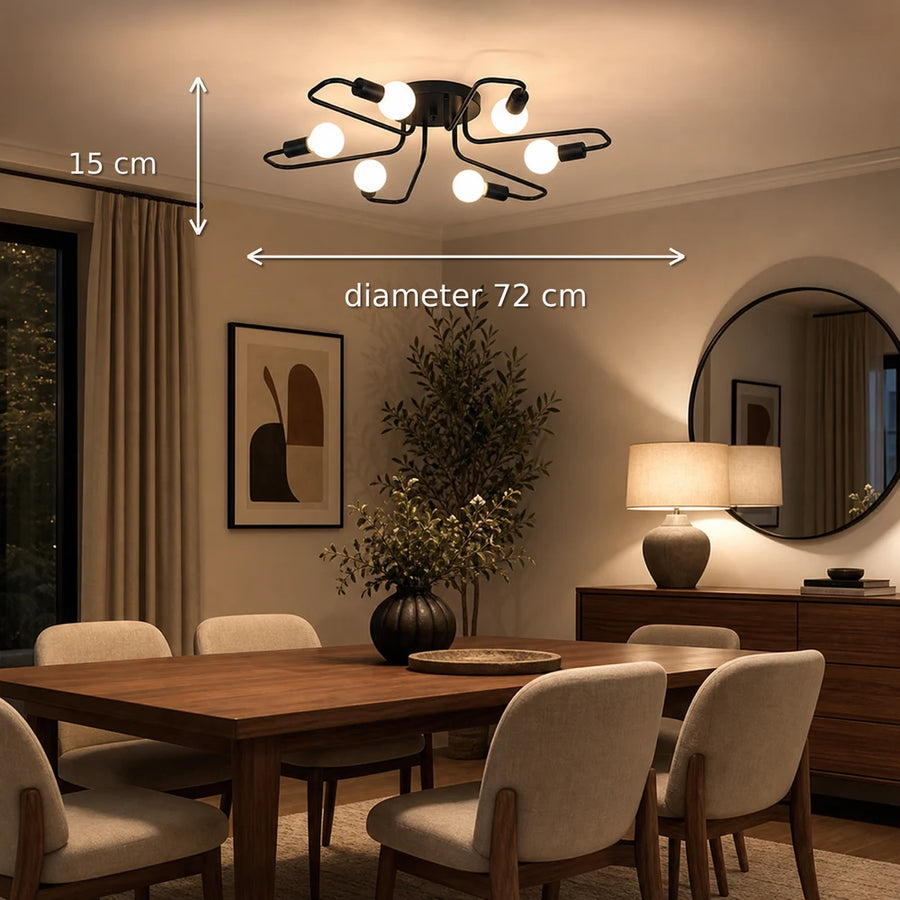MODERNIST Hexa 6 Chandelier, 6x E27, Black, Modern Design - 06_LC370-6BK.png