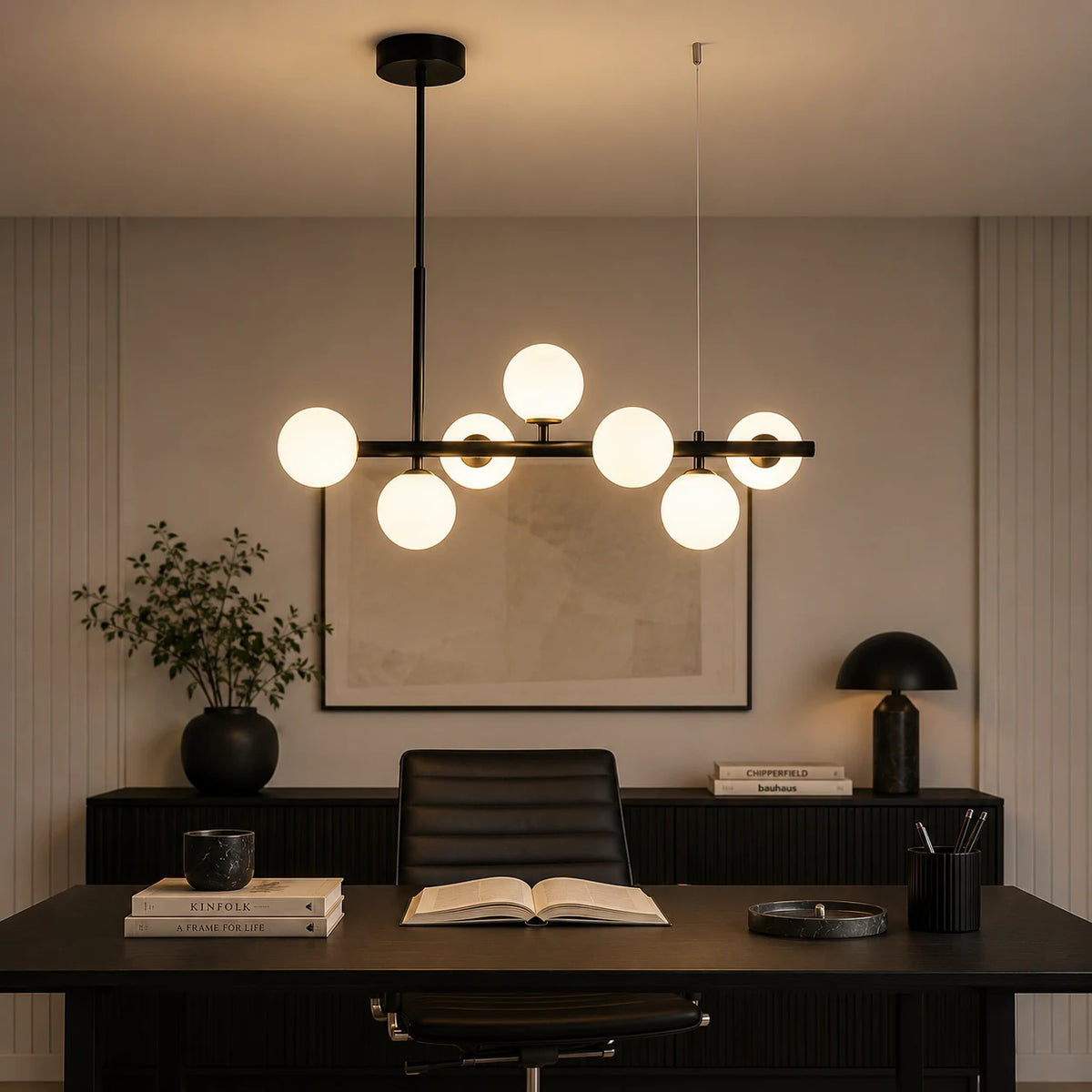 LOFT Pavilion Modern Bulb Chandelier, 7x G9, Black, Metal, Height Adjustable - 06_LC800-7BK.png