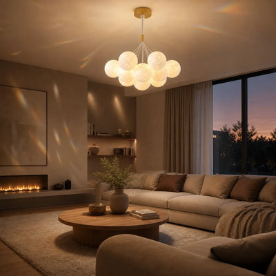 MODERN Chandelier, Pendulum type, LOFT Bagliore, Globe, 7xG9, Adjustable Height, Gold