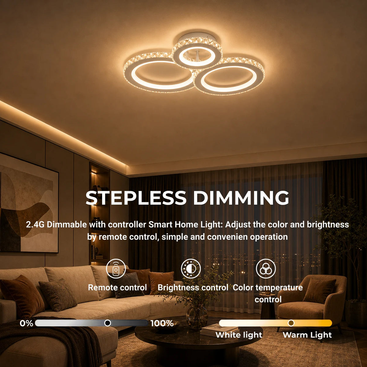 LED chandelier with remote control and crystal NOVA ROTONDA RGB 75W, 3 Circles, Cold/Warm/Neutral light, Dimmable, White - 06_LT073-3WH.png