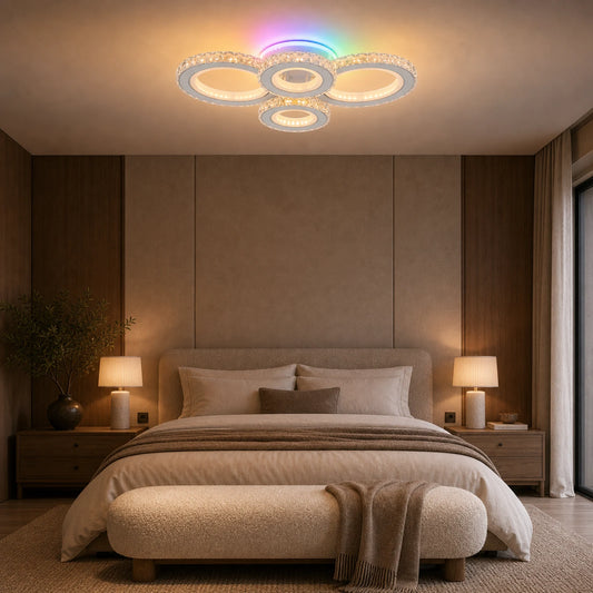 LED chandelier with remote control and crystal NOVA ROTONDA RGB 82W, 4 Circles, Cold/Warm/Neutral light, Dimmable, White - 06_LT073-4WH.png