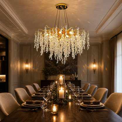 WALTZ Cascade Crystal Chandelier, 9x G9, Gold, 80cm, Adjustable Height - 07_CC331-80.png