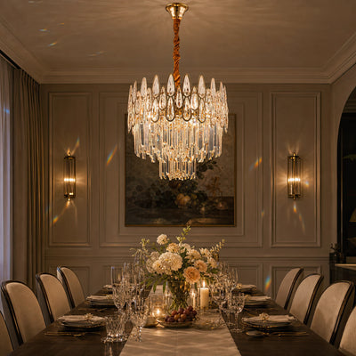 Crystal Chandelier ALHAMBRA Nobile 5x E14, Diameter 40cm, Shiny Gold, Adjustable Height
