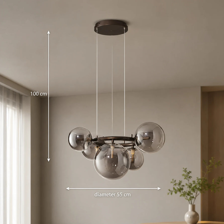 Lustra cu Abajur Rotund , VENERE Zodiaco ,1 Cerc 5xG9, Metal , Negru, Inaltime Reglabila - 07_LC811-5.png