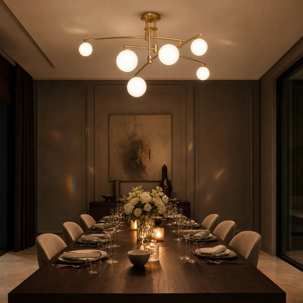 Chandelier with Round Shade, PENTHOUSE Dome, 6x G9, Gold, Metal - 07_LC825GD.png