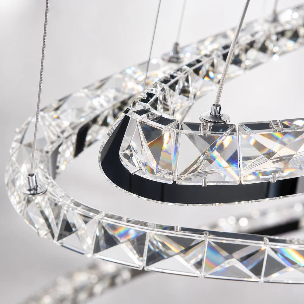 Suspended LED chandelier with remote control and crystal PRISM LUMINIS 79W, 3 Circles, Cold/Warm/Neutral light, Dimmable, Chrome, Adjustable Height - 07_LT029.png