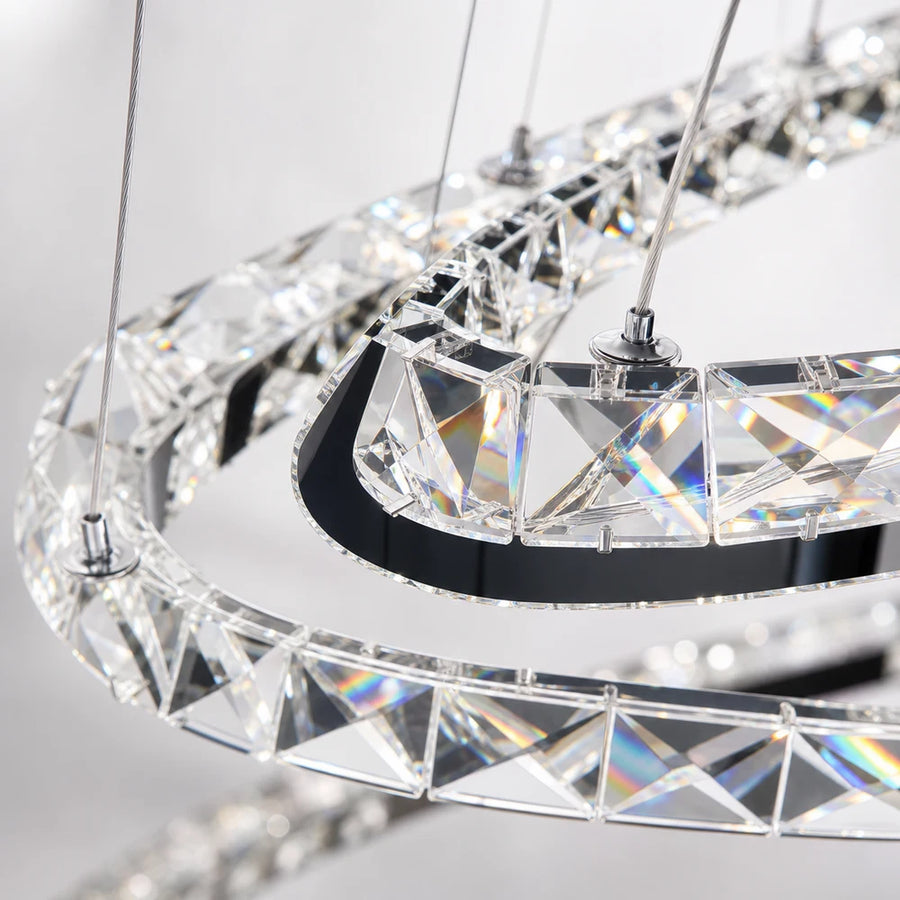 Suspended LED chandelier with remote control and crystal PRISM LUMINIS 79W, 3 Circles, Cold/Warm/Neutral light, Dimmable, Chrome, Adjustable Height - 07_LT029.png