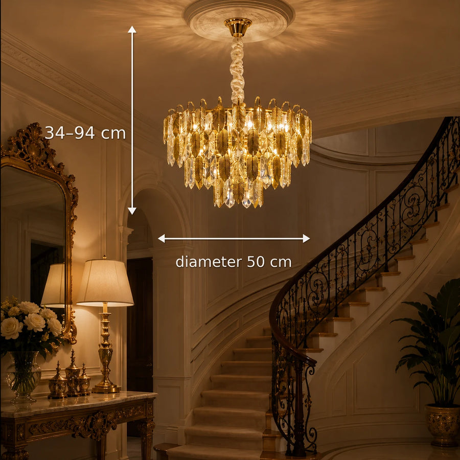 Crystal Chandelier VENARIA 8x E14, Diameter 50cm, Shiny Gold, Adjustable Height - 08_CC8052-500GD.png