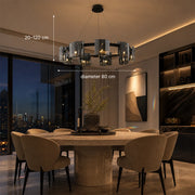 Modern Chandelier, Valmontreux Largo, 8xG9, Diameter 80cm, Black and Gray Crystals, Adjustable Height, Metal and Crystal - 08_CM360-800BK.png
