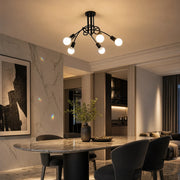 Modernist Chandelier Penta 5, 5x E27, Black, Modern Design - 08_LC366-5BK.png