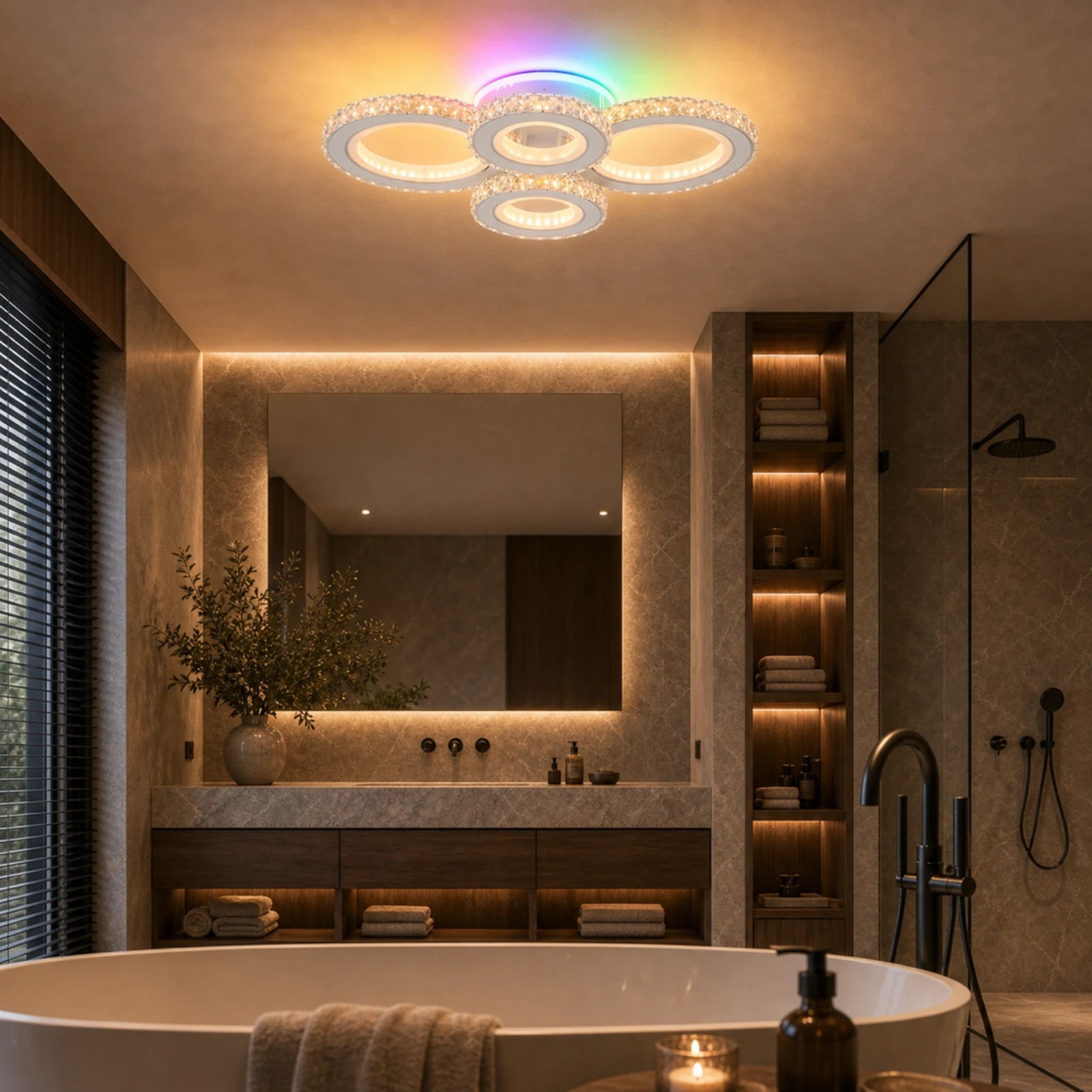 LED chandelier with remote control and crystal NOVA ROTONDA RGB 82W, 4 Circles, Cold/Warm/Neutral light, Dimmable, White - 08_LT073-4WH.png