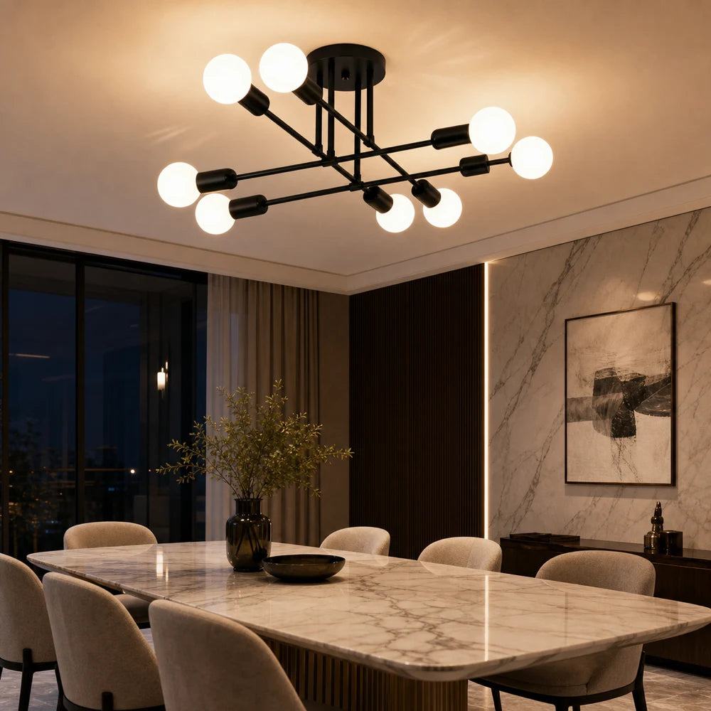 Classic Modernist Octa Chandelier, 8x E27, Black, Modern Design, Metal, Without Shade - 05_LC360-8BK.png