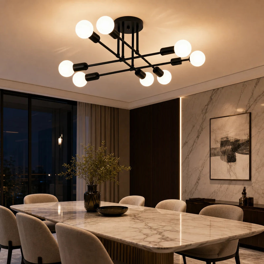 Classic Modernist Octa Chandelier, 8x E27, Black, Modern Design, Metal, Without Shade - 05_LC360-8BK.png