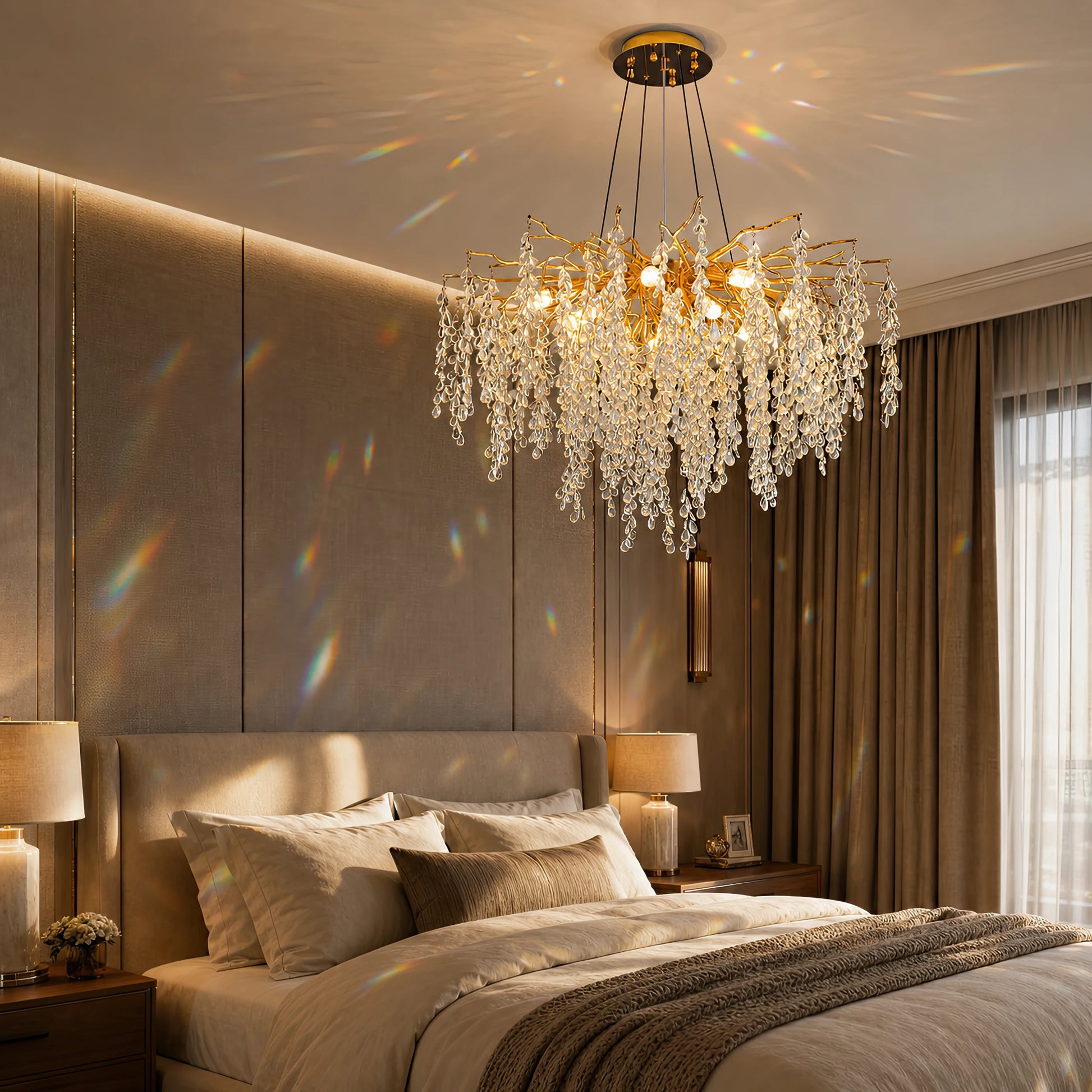 WALTZ Cascade Crystal Chandelier, 9x G9, Gold, 80cm, Adjustable Height - 09_CC331-80.png
