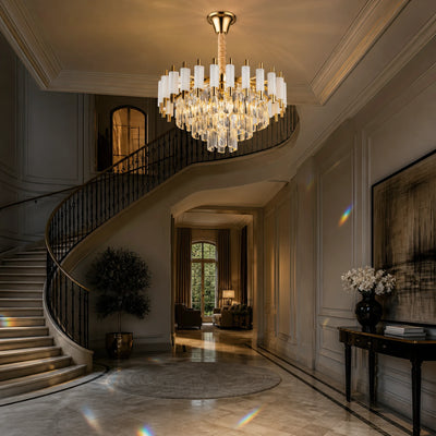 Crystal Chandelier VERSAILLES Nobile 5xE14, Diameter 40cm, Shiny Gold and White