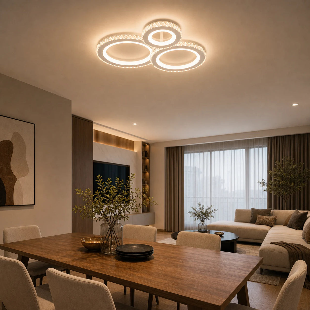 LED chandelier with remote control and crystal NOVA ROTONDA RGB 75W, 3 Circles, Cold/Warm/Neutral light, Dimmable, White - 09_LT073-3WH.png
