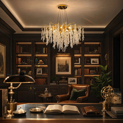 WALTZ Cascade Crystal Chandelier, 9x G9, Gold, 80cm, Adjustable Height - 10_CC331-80.png