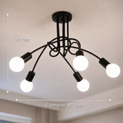 Modernist Chandelier Penta 5, 5x E27, Black, Modern Design - 10_LC366-5BK.png