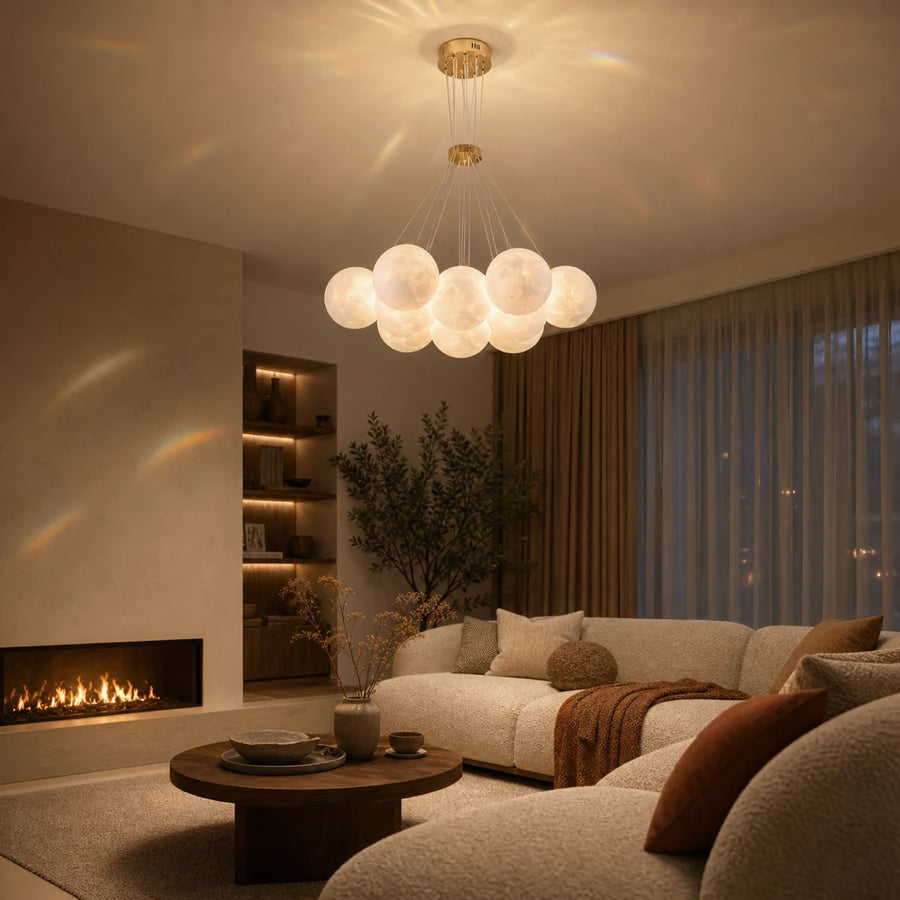 MODERN LOFT Bagliore Chandelier, Globe, 9xE27, Adjustable Height, Gold - 10_LC816-9GD.png