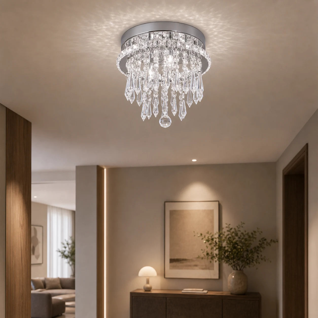 Alberico Round LED Chandelier, 17W, Cold/Warm/Neutral Light, Crystal, Shiny Chrome - 10_LL010.png