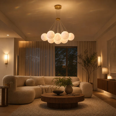 MODERN LOFT Chandelier Bagliore, Globe, 9xE27, Adjustable Height, Gold
