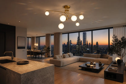 Chandelier with Round Shade, PENTHOUSE Dome, 6x G9, Gold, Metal - 11_LC825GD.png