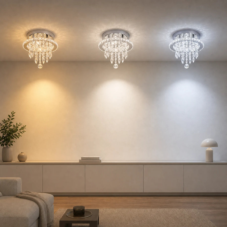 Alberico Round LED Chandelier, 17W, Cool/Warm/Neutral Light, Crystal, Shiny Chrome - 11_LL010.png