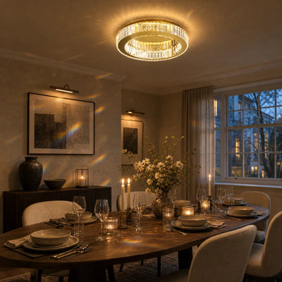 LED chandelier with remote control and crystal VERTUS 31W, 50cm, Circle, Cold/Warm/Neutral light, Dimmable, Gold