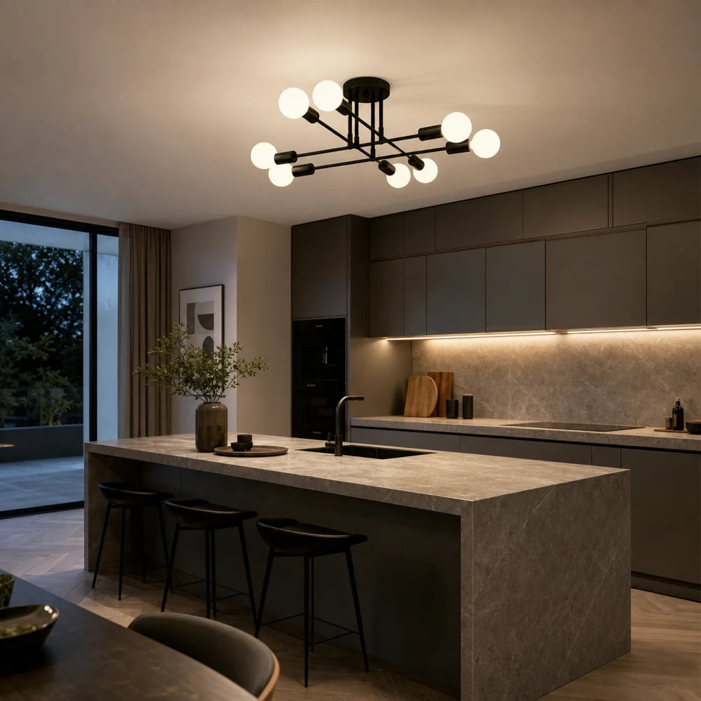Classic Modernist Octa Chandelier, 8x E27, Black, Modern Design, Metal, Without Shade - 08_LC360-8BK.png