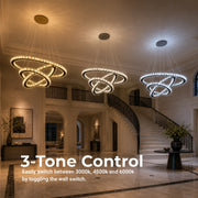 Suspended LED chandelier with remote control and crystal PRISM LUMINIS 79W, 3 Circles, Cold/Warm/Neutral light, Dimmable, Chrome, Adjustable Height - 15_LT029.png