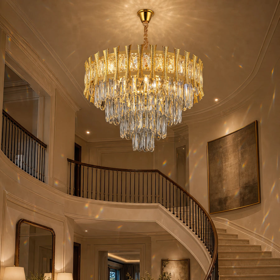 Candelabru Cristal HAMPTON Eleganza 8x E14, Diametru 49cm, Auriu Lucios, Inaltime Reglabila - 17_CC8926-500GDT.png