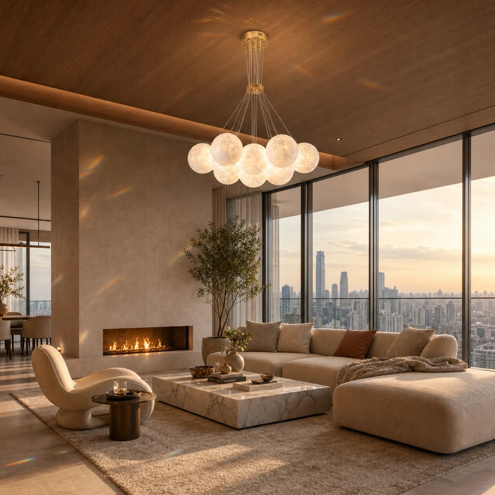 MODERN LOFT Chandelier Bagliore, Globe, 9xE27, Adjustable Height, Gold - 20_LC816-9GD.png