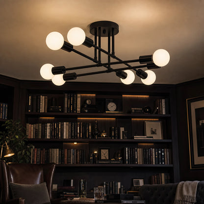 Classic Modernist Octa Chandelier, 8x E27, Black, Modern Design, Metal, Without Shade - 19_LC360-8BK.png