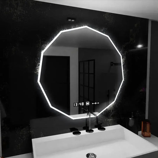 Mirror LED Polygon 70cm Judith Sensor MotionGlow Marcellow System Defrosting Clock & Dimable Thermometer