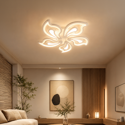 LED chandelier with remote control GLORIOSA 95W, 5 Petals, Cold/Warm/Neutral light, Dimmable, White