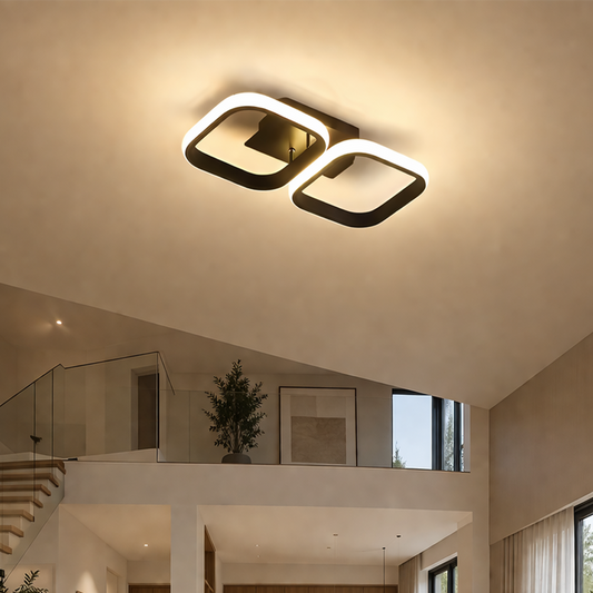 LED Chandelier VERTEX 21W, 2 Squares, Linear, Cold/Warm/Neutral light, Black