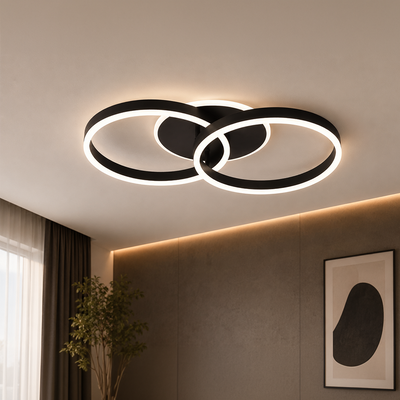 LED chandelier with remote control RIGA LILITH 34W, 2 Circles, Cold/Warm/Neutral light, Dimmable, Black
