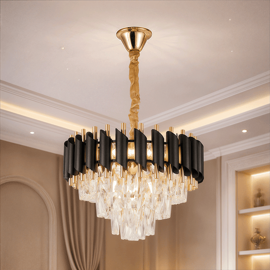 Nobile VERSAILLES Crystal Chandelier 5xE14, Diameter 40cm, Shiny Gold and Black