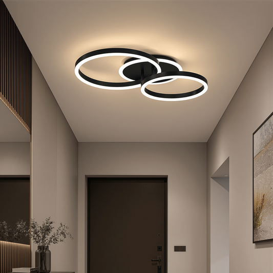 LED chandelier with remote control RINOVA 66W, 2 Circles, Cold/Warm/Neutral light, Dimmable, Black