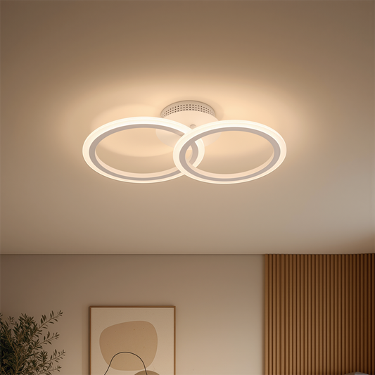 LED chandelier with remote control BETTY 27W, 2 Circles, Cold/Warm/Neutral light, Dimmable, White