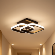 VERTEX Matrix LED Chandelier Overlapping Rhombuses, Metal Frames, 24W, 2 Rhombuses, Cold/Warm/Neutral Light 3000K/4000K/6000K, Black, Metal and Silicon