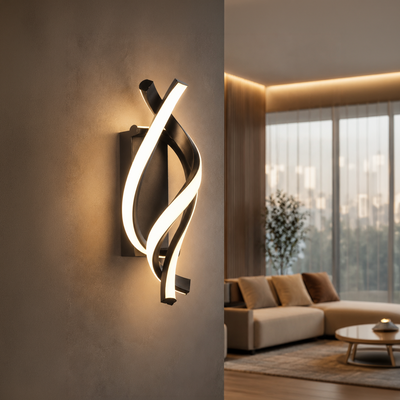 Reid 13W LED wall lamp, Cold/Warm/Neutral Light, Black