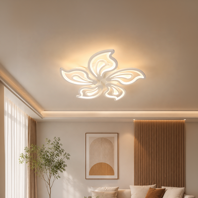LED chandelier with remote control LILY 86W, 5 Elements, Cold/Warm/Neutral light, Dimmable, White