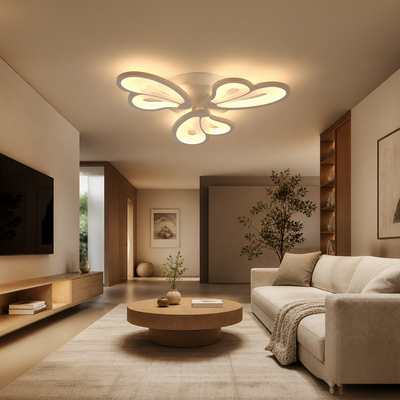 LED chandelier with remote control BLOSSOM 43W, 3 Petals, Cold/Warm/Neutral light, Dimmable, White