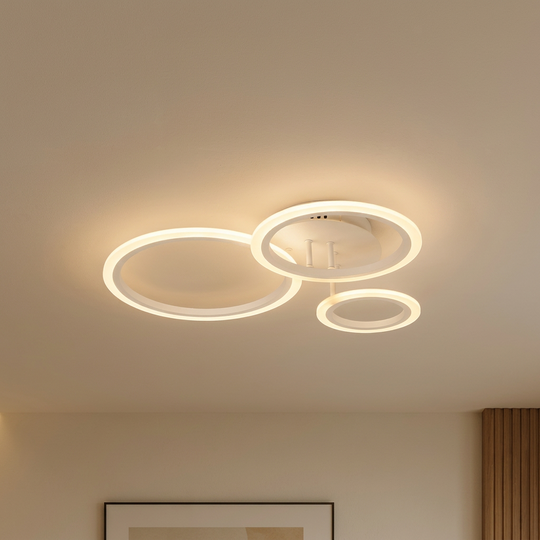 LED Chandelier with Remote Control BETTY 40W, 3 Circles, Cold/Warm/Neutral Light, Dimmable, White, Metal and Acrylic LED Chandeliers with Remote Control Default Title Alessandro Design